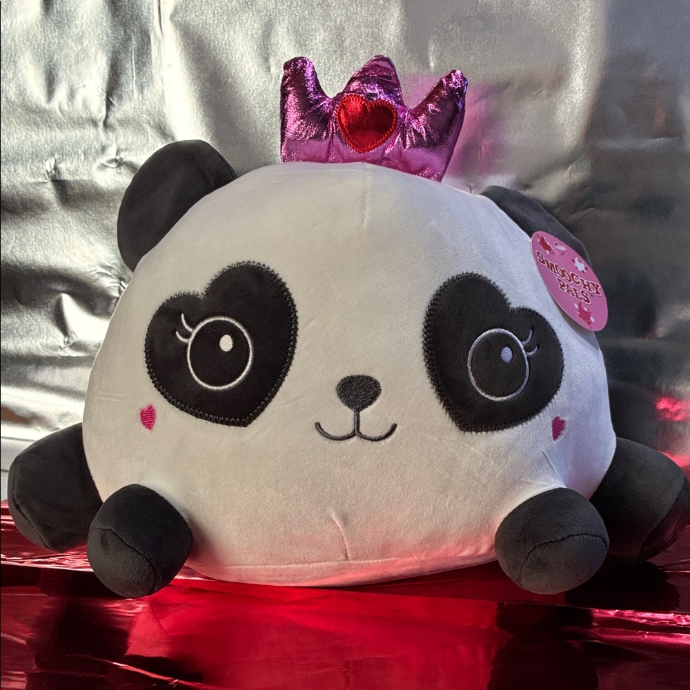 Adorable Panda Stuffed Animal with Pink Crown
